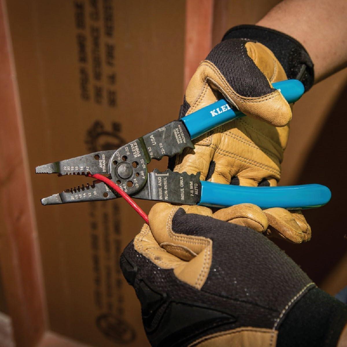 imageKlein Tools 1010 Multi Tool Long Nose Wire Cutter Made in USA Wire Crimper Stripper and Bolt Cutter MultiPurpose Electrician Tool 8Inch Long