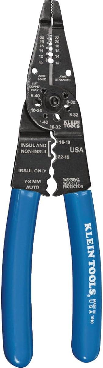 imageKlein Tools 1010 Multi Tool Long Nose Wire Cutter Made in USA Wire Crimper Stripper and Bolt Cutter MultiPurpose Electrician Tool 8Inch Long