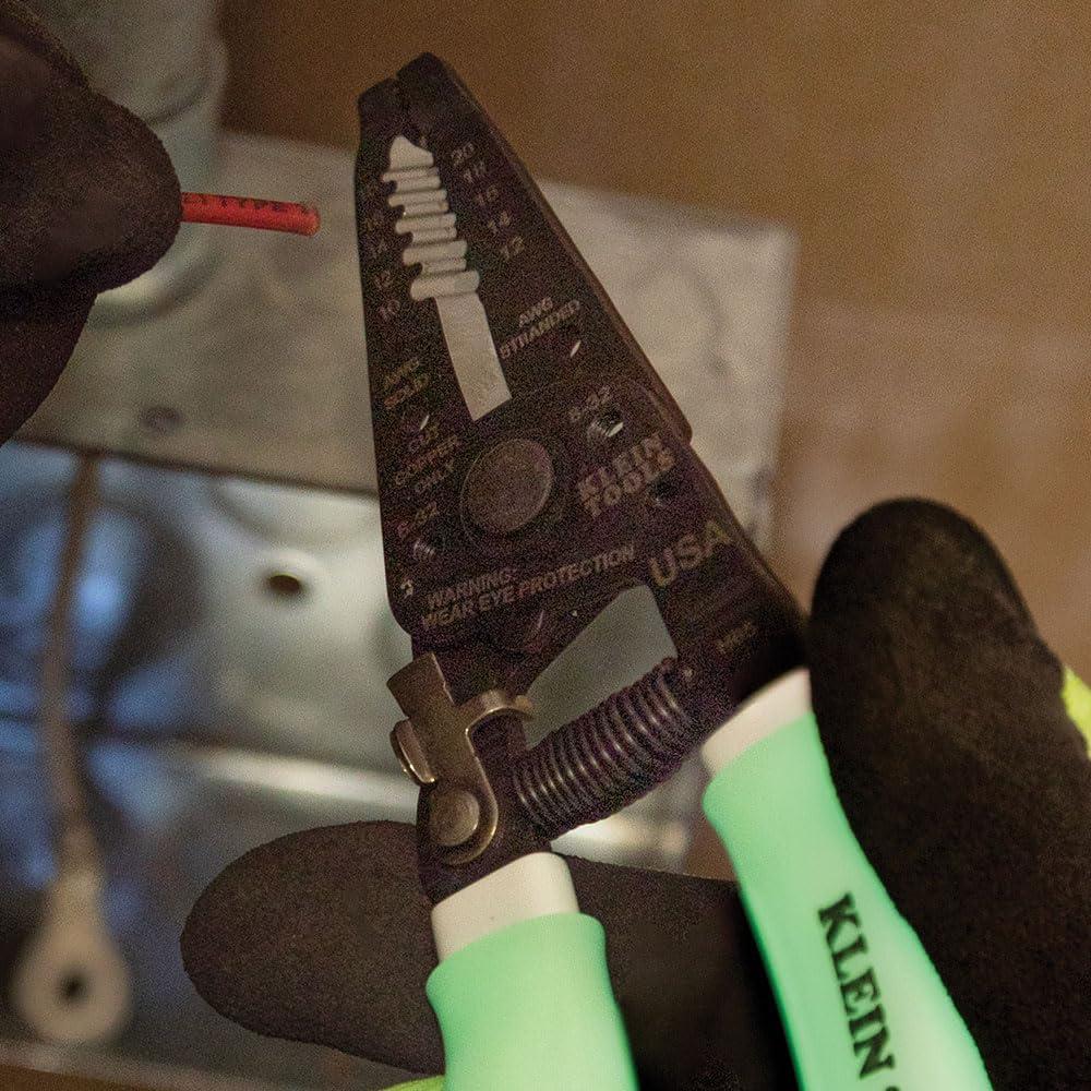 imageKlein Tools 11055EP Wire Cutter and Stripper Made in USA Stranded and Solid Wire Cutter Cuts CopperHi Viz Stripper