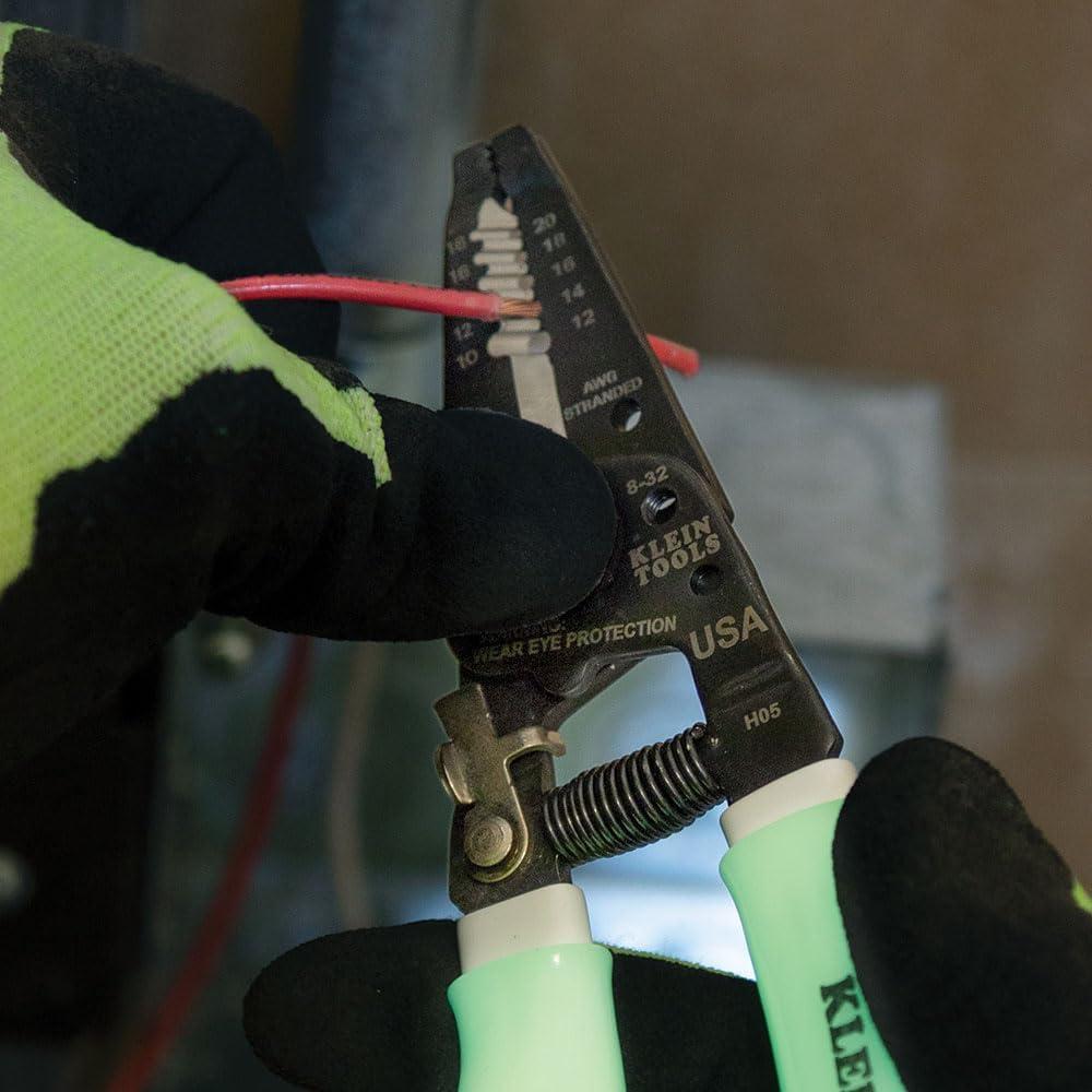 imageKlein Tools 11055EP Wire Cutter and Stripper Made in USA Stranded and Solid Wire Cutter Cuts CopperHi Viz Stripper