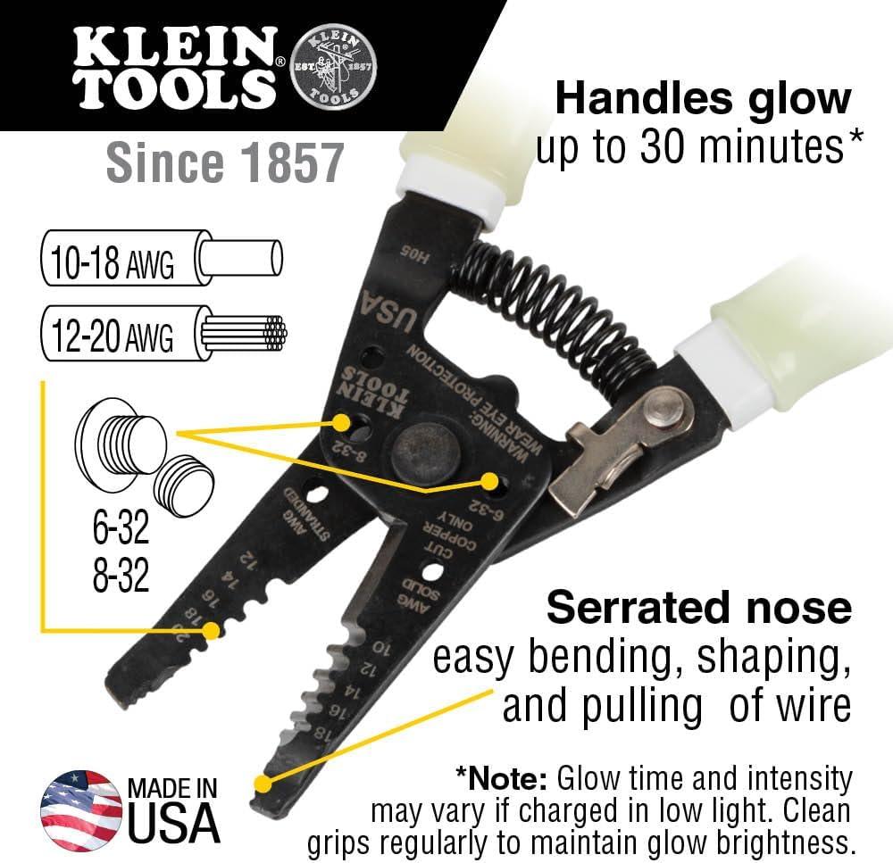 imageKlein Tools 11055EP Wire Cutter and Stripper Made in USA Stranded and Solid Wire Cutter Cuts CopperHi Viz Stripper
