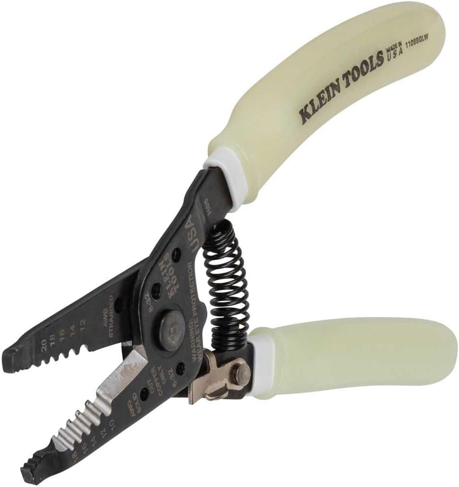 imageKlein Tools 11055EP Wire Cutter and Stripper Made in USA Stranded and Solid Wire Cutter Cuts CopperHi Viz Stripper
