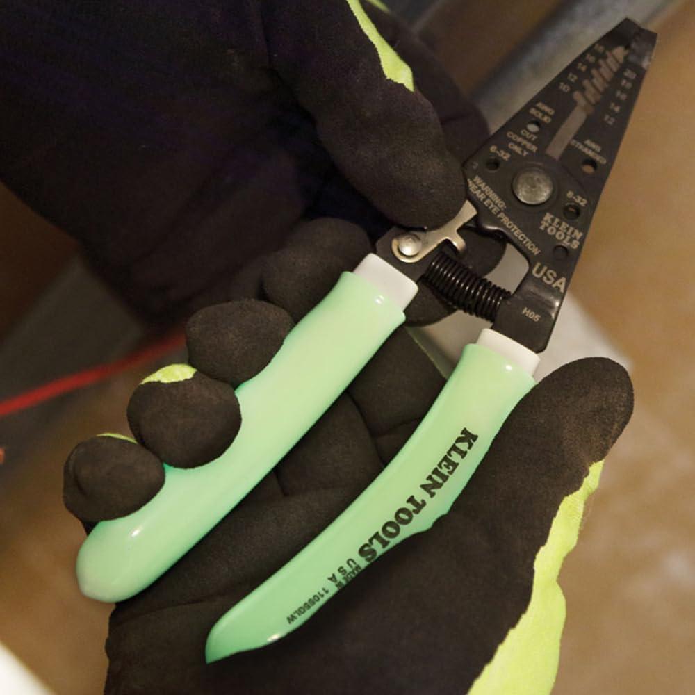 imageKlein Tools 11055EP Wire Cutter and Stripper Made in USA Stranded and Solid Wire Cutter Cuts CopperHi Viz Stripper
