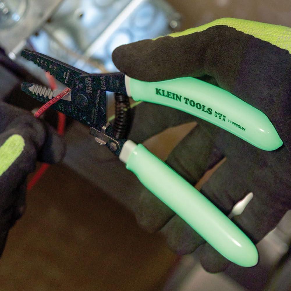 imageKlein Tools 11055EP Wire Cutter and Stripper Made in USA Stranded and Solid Wire Cutter Cuts CopperHi Viz Stripper