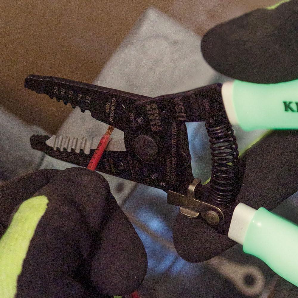 imageKlein Tools 11055EP Wire Cutter and Stripper Made in USA Stranded and Solid Wire Cutter Cuts CopperHi Viz Stripper