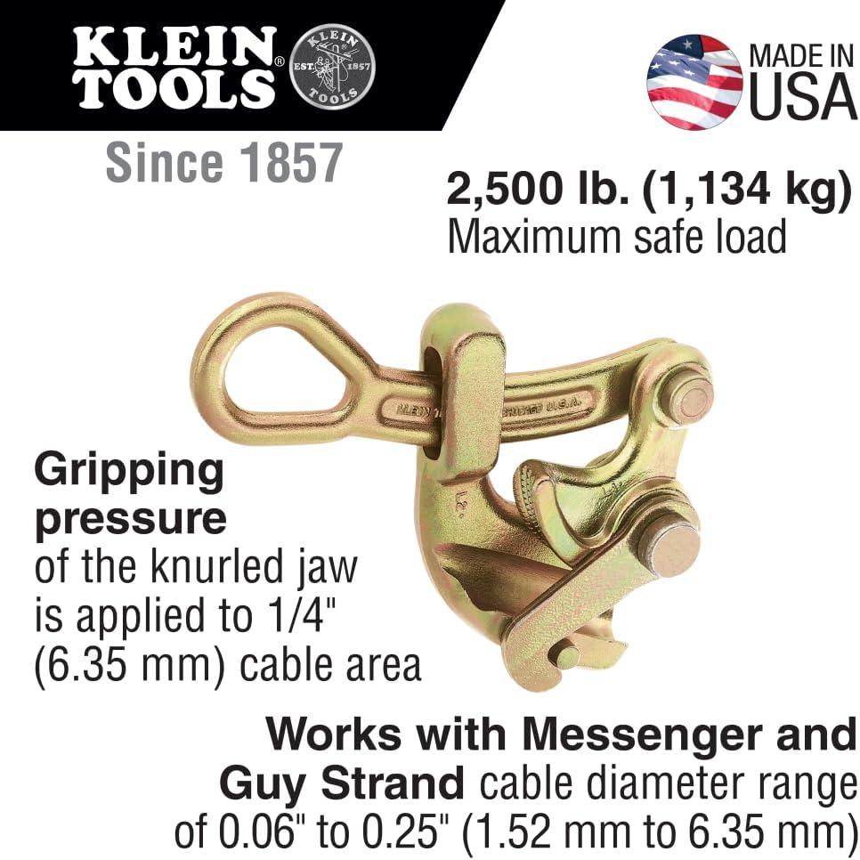 imageKlein Tools 160410 Grip Made in USA Havens Grip Wire Pulling Tool for Wire Rope to 025Inch Maximum Load 2500Pound