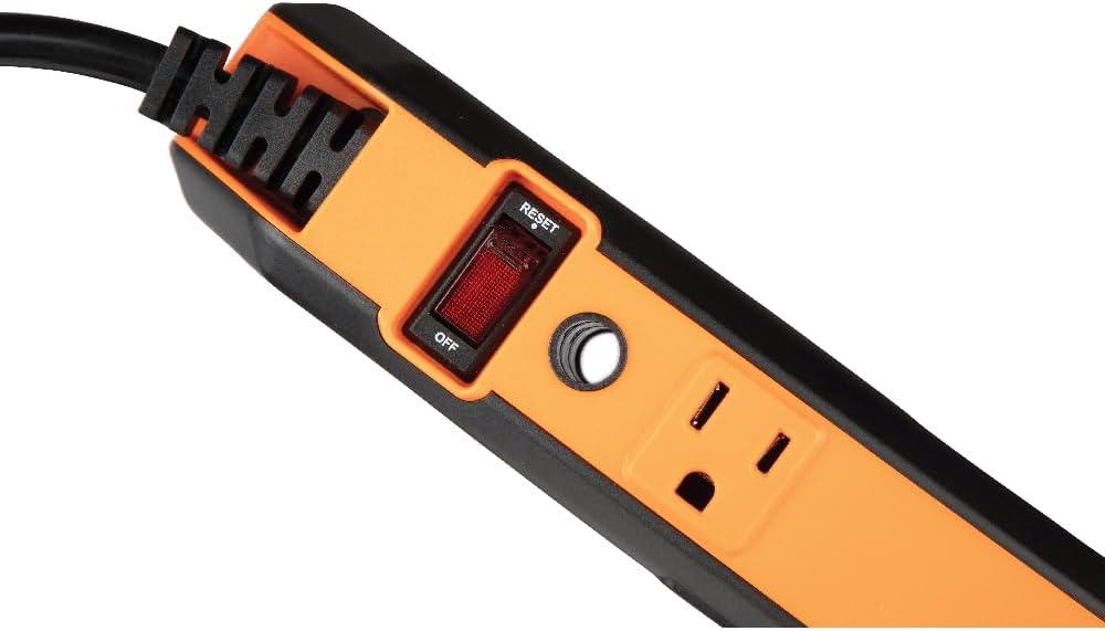 imageKlein Tools 29601 Magnetic Power Strip with Surge Protector Extension Cord 4 Outlets 3 USB Ports 5Foot Cord Power Supply Box with Light PowerBox 1 Heavy DutyPower Strip