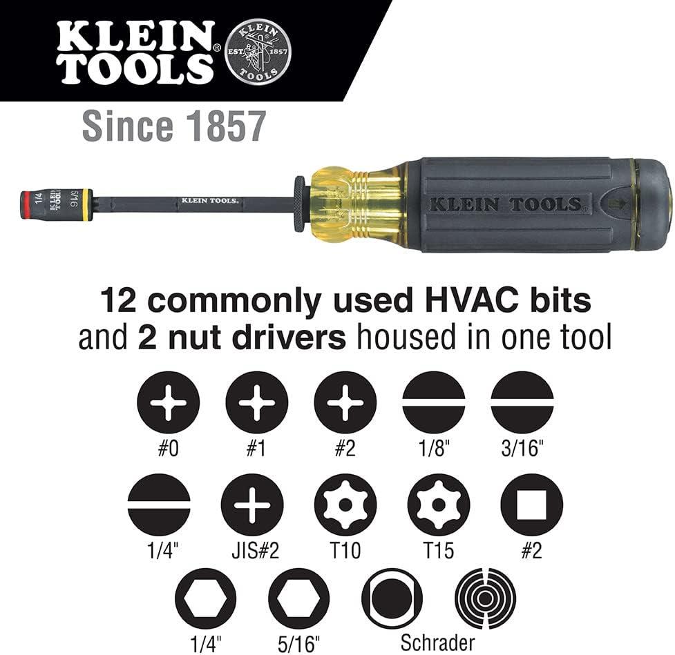 imageKlein Tools 32304 Screwdriver 14in1 Adjustable Screwdriver with Flip Socket HVAC Nut Drivers and Bits Impact RatedScrewdriver