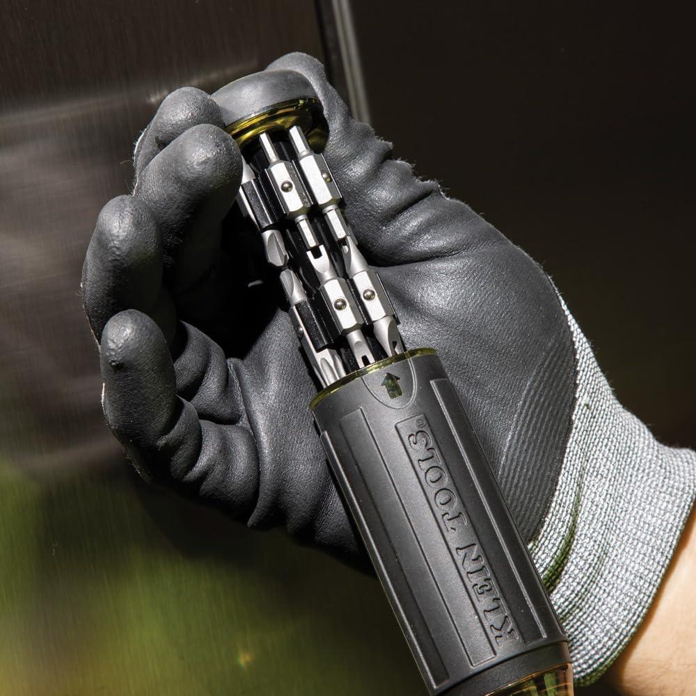 imageKlein Tools 32307 Multibit Tamperproof Screwdriver 27in1 Tool with Torx Hex Torq and Spanner Bits with 14Inch Nut DriverScrewdriver