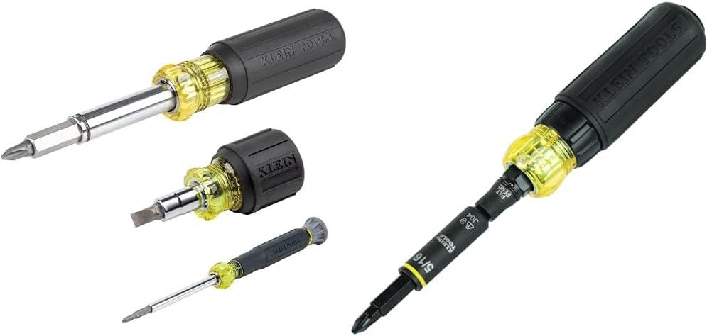 imageKlein Tools 32500MAG Magnetic MultiBit Screwdriver  Nut Driver 11in1 Multi Tool with 8 Bits 3 Nut Driver Sizes Cushion Grip Handle3Piece Kit