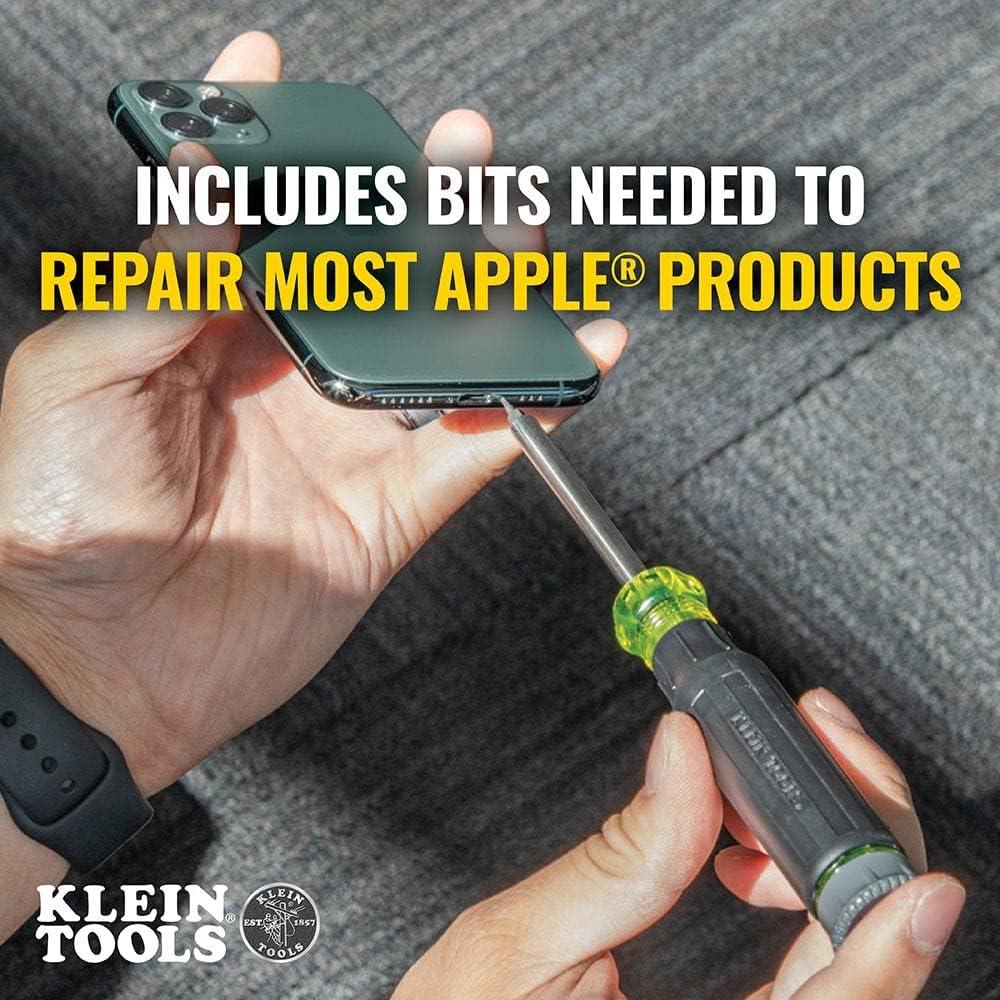 imageKlein Tools 32500MAG Magnetic MultiBit Screwdriver  Nut Driver 11in1 Multi Tool with 8 Bits 3 Nut Driver Sizes Cushion Grip Handle3Piece Kit