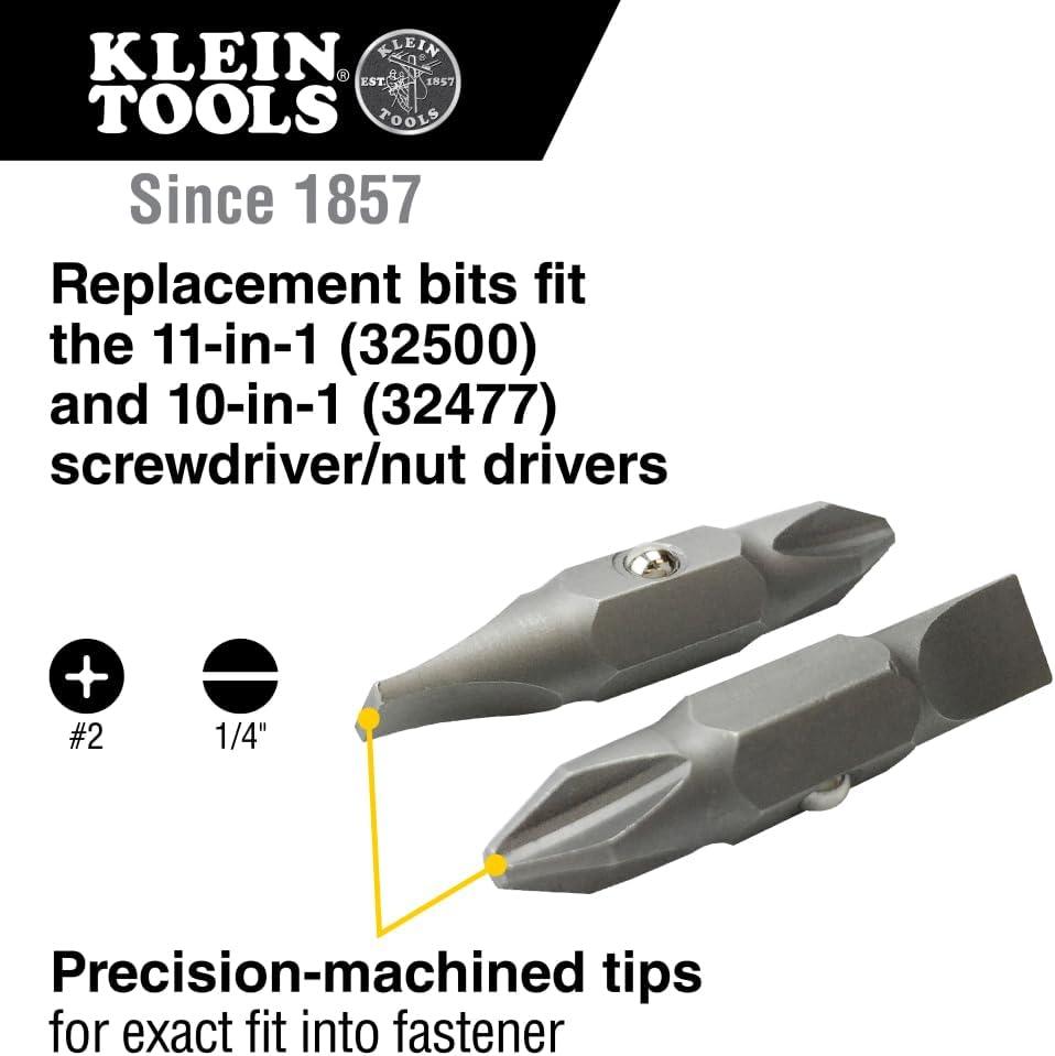 imageKlein Tools 32500MAG Magnetic MultiBit Screwdriver  Nut Driver 11in1 Multi Tool with 8 Bits 3 Nut Driver Sizes Cushion Grip HandleMagnetic 11in1