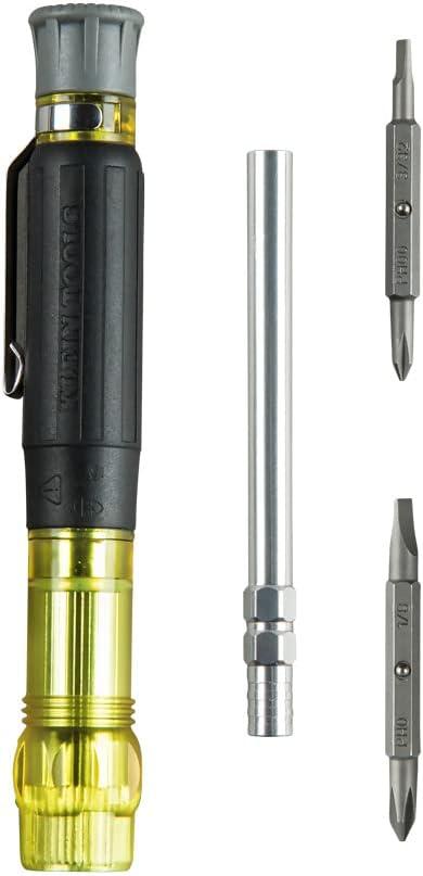 imageKlein Tools 32500MAG Magnetic MultiBit Screwdriver  Nut Driver 11in1 Multi Tool with 8 Bits 3 Nut Driver Sizes Cushion Grip HandleMultiBit Screwdriver