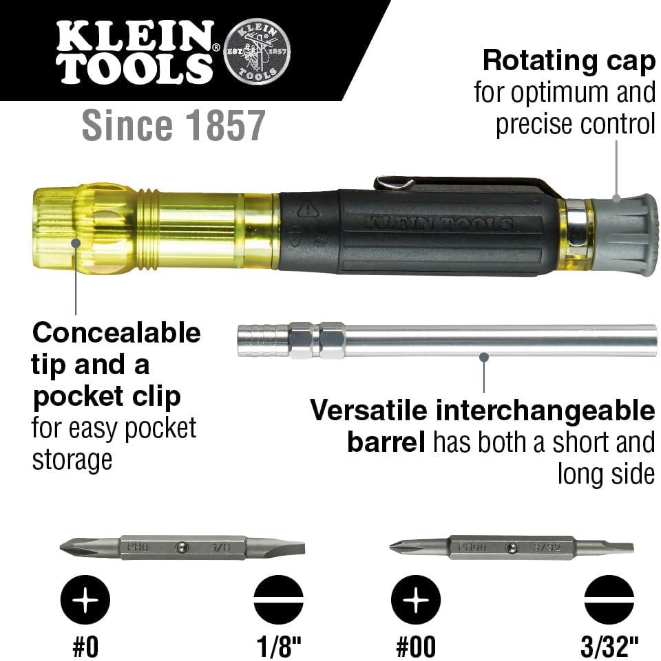 imageKlein Tools 32500MAG Magnetic MultiBit Screwdriver  Nut Driver 11in1 Multi Tool with 8 Bits 3 Nut Driver Sizes Cushion Grip HandleMultiBit Screwdriver