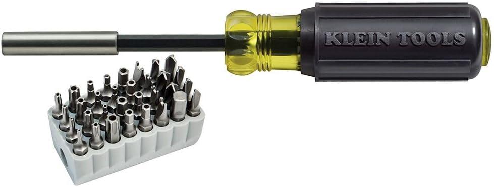 imageKlein Tools 32510 Magnetic Multibit Screwdriver with Sturdy Torx Hex Spanner TriWing Torq and Nut Tamperproof Bits and Storage BlockScrewdriver
