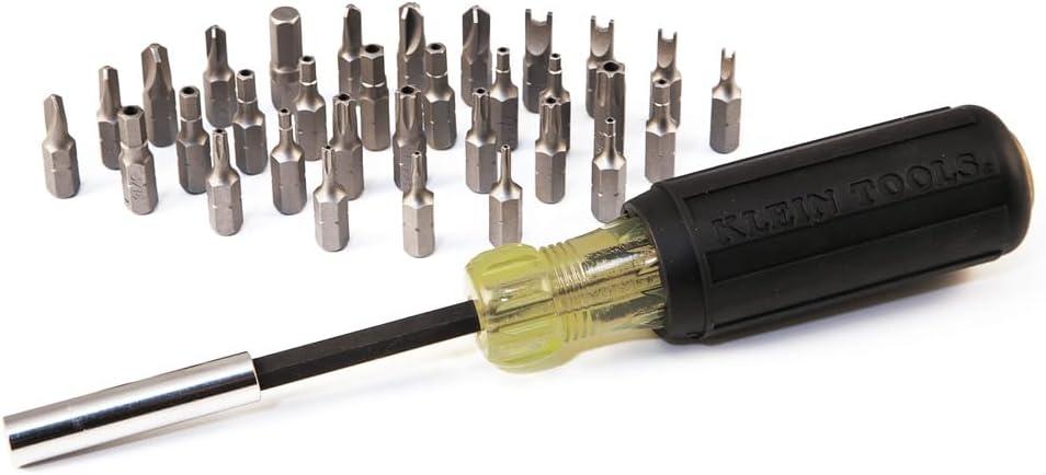 imageKlein Tools 32510 Magnetic Multibit Screwdriver with Sturdy Torx Hex Spanner TriWing Torq and Nut Tamperproof Bits and Storage BlockScrewdriver