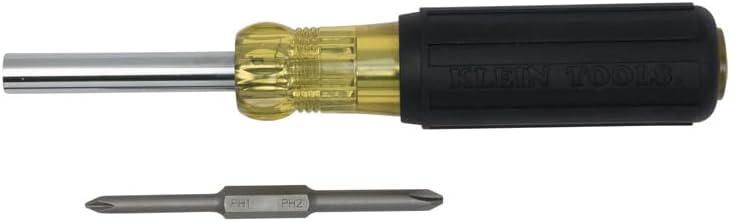 imageKlein Tools 32559 Multibit Screwdriver  Nut Driver Extended Reach 6in1 Tool with Nut Driver Phillips and Slotted BitsScrewdriver