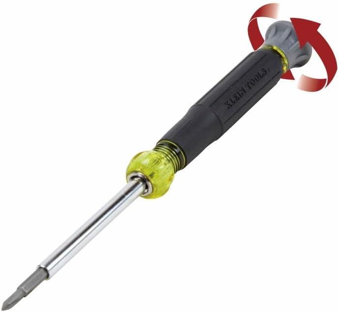 imageKlein Tools 32581 4in1 Electronics Screwdriver Set with 2 Slotted 2 Phillips Precision Machined Bits Ideal for Terminal BlocksScrewdriver Set