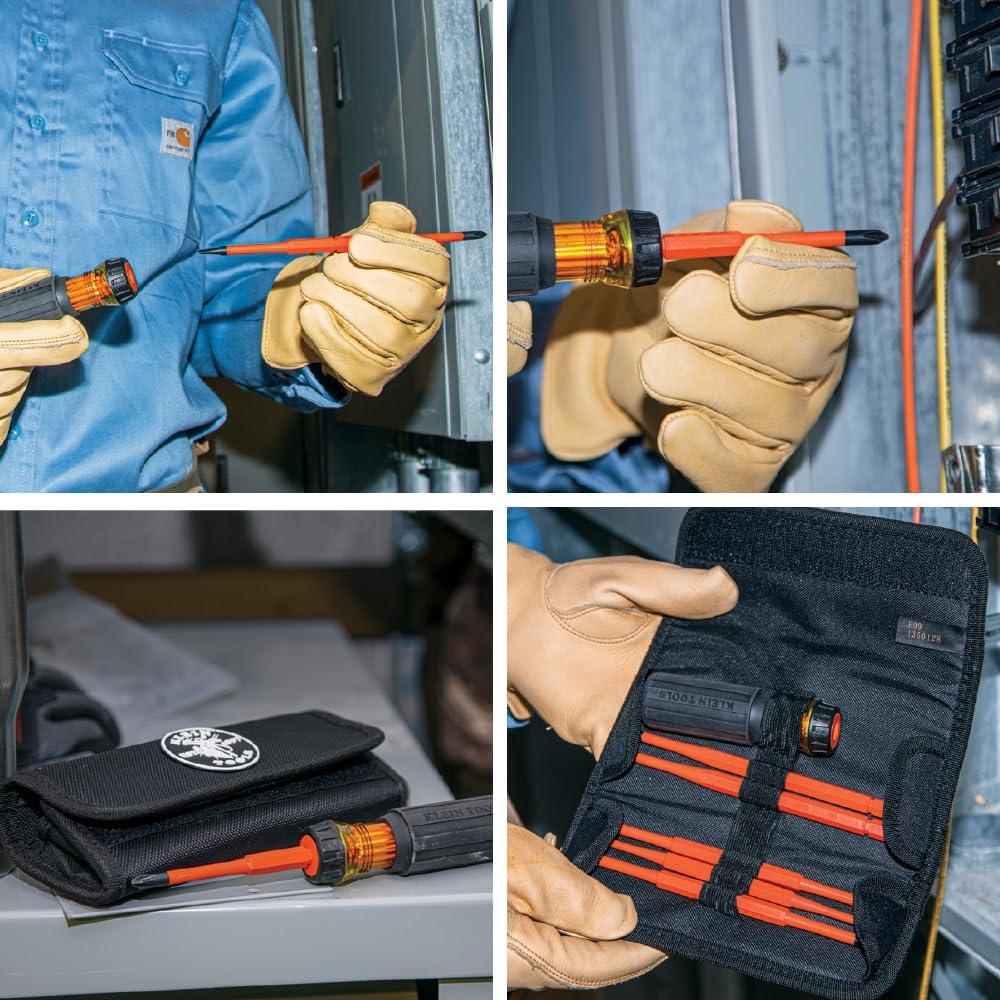 imageKlein Tools 32584INSR Precision 8in1 Screwdriver Set with Case 1000V Rated Insulated Set with Phillips Slotted and Tamperproof TORX Bits8in1