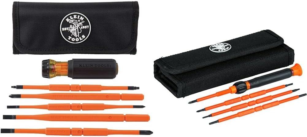 imageKlein Tools 32584INSR Precision 8in1 Screwdriver Set with Case 1000V Rated Insulated Set with Phillips Slotted and Tamperproof TORX Bits8in1