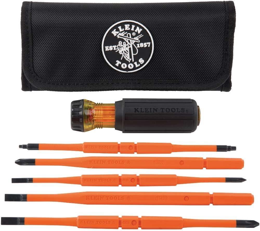 imageKlein Tools 32584INSR Precision 8in1 Screwdriver Set with Case 1000V Rated Insulated Set with Phillips Slotted and Tamperproof TORX Bits8in1