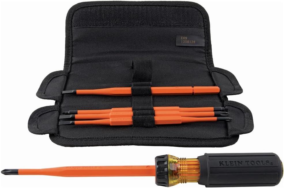 imageKlein Tools 32584INSR Precision 8in1 Screwdriver Set with Case 1000V Rated Insulated Set with Phillips Slotted and Tamperproof TORX Bits8in1