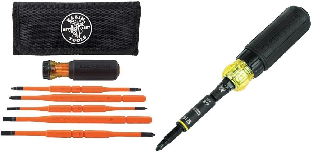 imageKlein Tools 32584INSR Precision 8in1 Screwdriver Set with Case 1000V Rated Insulated Set with Phillips Slotted and Tamperproof TORX Bits8in1