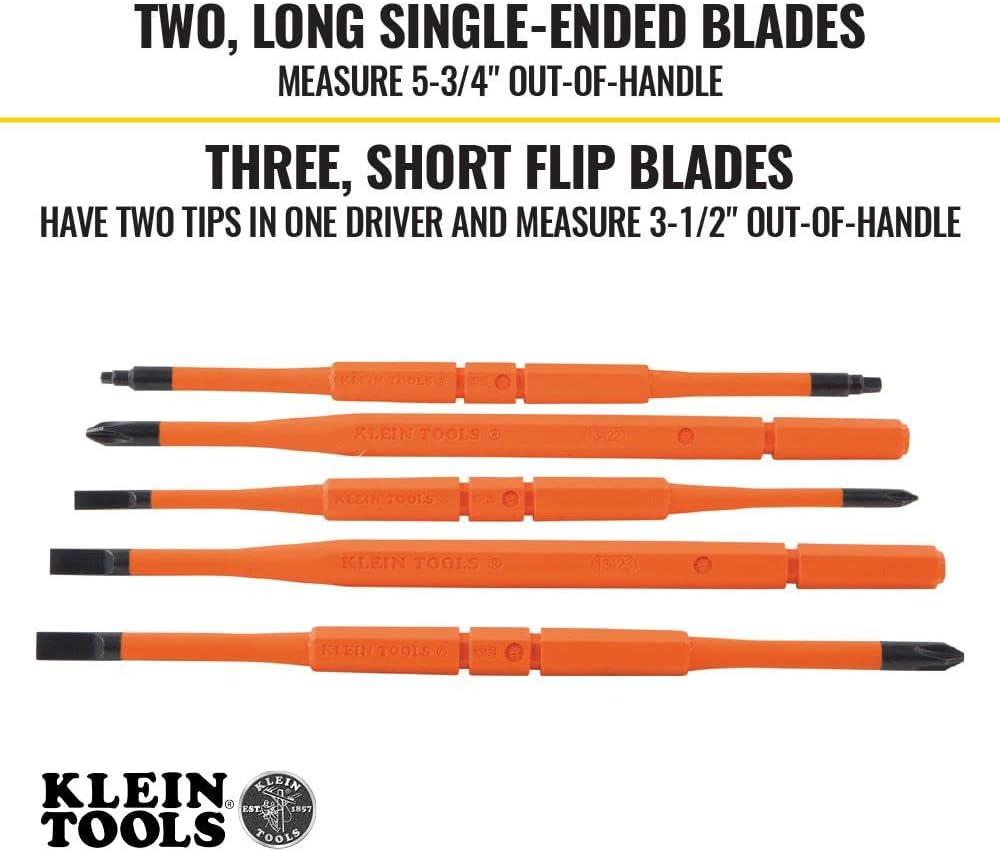 imageKlein Tools 32584INSR Precision 8in1 Screwdriver Set with Case 1000V Rated Insulated Set with Phillips Slotted and Tamperproof TORX Bits8in1