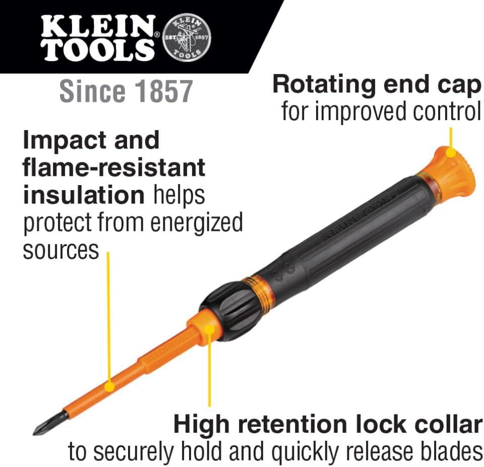 imageKlein Tools 32584INSR Precision 8in1 Screwdriver Set with Case 1000V Rated Insulated Set with Phillips Slotted and Tamperproof TORX Bits8in1 Precision