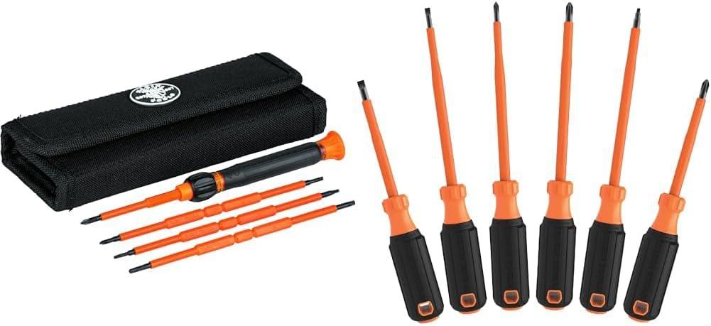 imageKlein Tools 32584INSR Precision 8in1 Screwdriver Set with Case 1000V Rated Insulated Set with Phillips Slotted and Tamperproof TORX Bits8in1 Precision