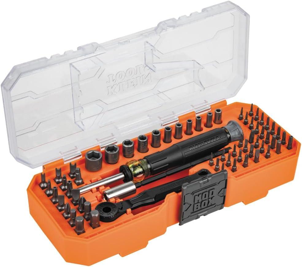 imageKlein Tools 32787 64Piece MicroRatchet Bit Precision Driver Set with Modular Case Magnetic Precision Standard Bits and Nut DriversRatchet  Driver Set