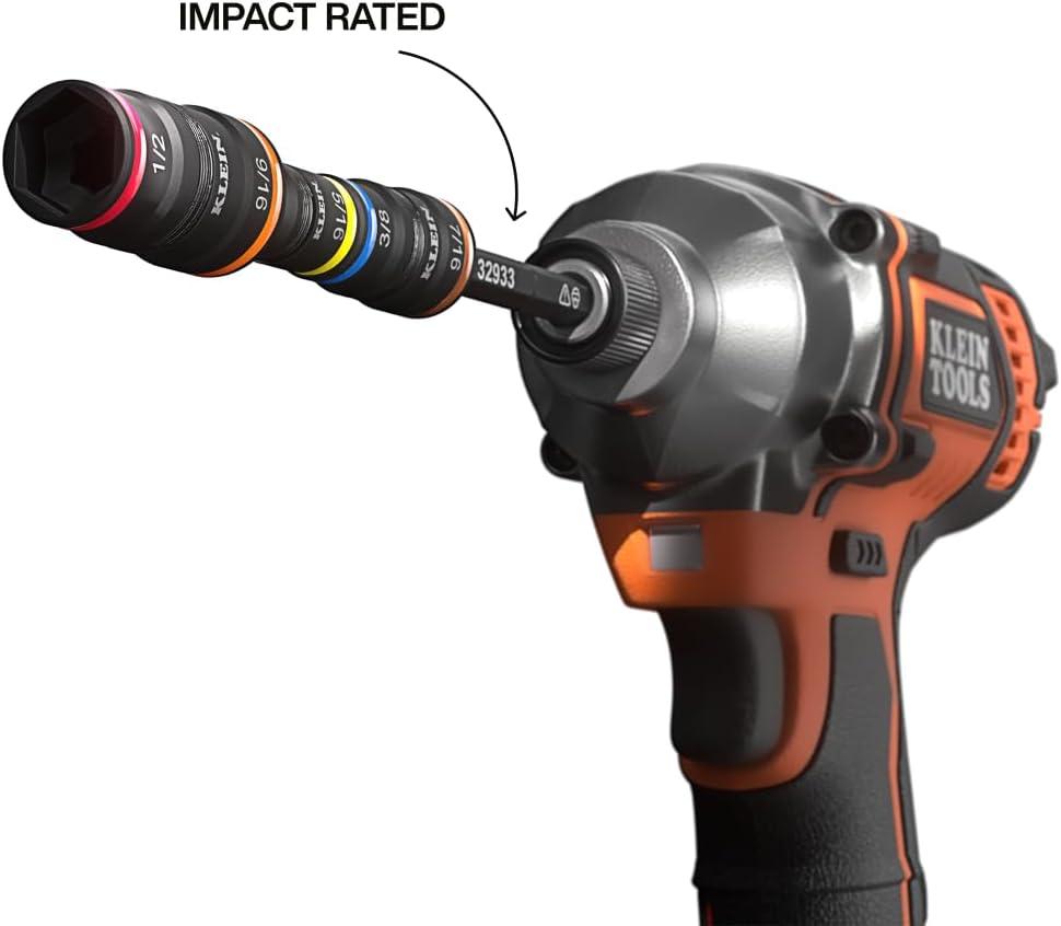 imageKlein Tools 32914HD 14in1 Impact Rated Flip Socket Set SAE and Metric Sizes Magnetic Socket Set with 12 Hex Drivers and Bit Holder CushionGrip HandleMetric  SAE with Handle