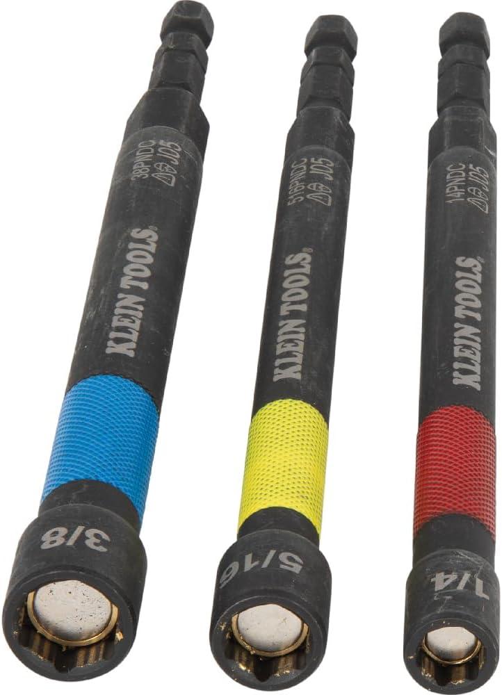 imageKlein Tools 32930 SAE Magnetic Impact Nut Setter Set 6Piece Color Coded Power Nut Driver with Extended Reach 6 SAE Sizes3Piece Nut Setter