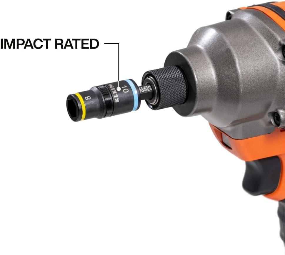 imageKlein Tools 32933M 6in1 Metric Impact Socket Set 3 Flip Sockets with 7 8 10 12 13 and 14 mm Nut Driver Sizes Impact Rated 5Inch Shaft2in1