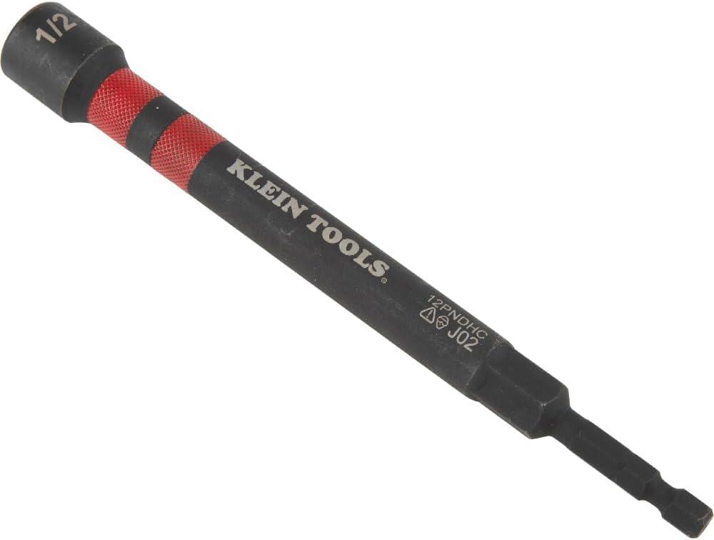 imageKlein Tools 32950 Ratcheting Impact Rated Hollow Power Nut Driver Set with Handle Magnetic Color Coded 6 SAE Hex Sizes and Handle Included
