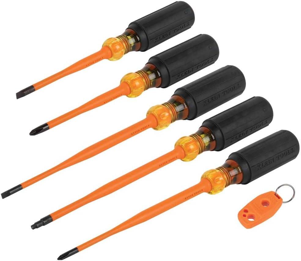 imageKlein Tools 33736INS Insulated Screwdriver Set Made in USA 1000V SlimTip Driver with Phillips Cabinet and Square Bits and a Magnetizer 6PieceOne Size