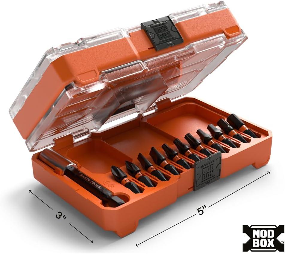 imageKlein Tools 33801S Impact Driver Bit Set 12Piece S2 Steel MODbox Compatible Storage Case Magnetic Bit Holder Professional Driver Bits