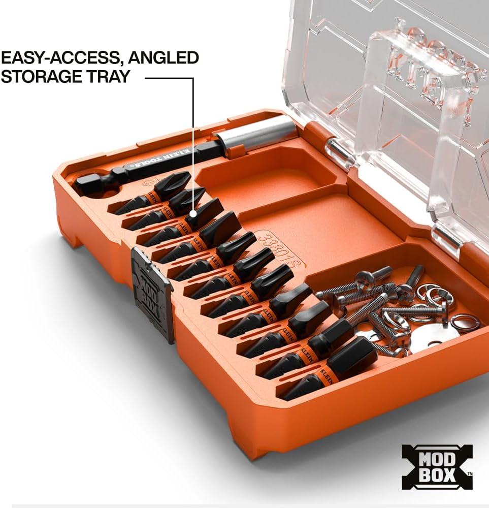 imageKlein Tools 33801S Impact Driver Bit Set 12Piece S2 Steel MODbox Compatible Storage Case Magnetic Bit Holder Professional Driver Bits