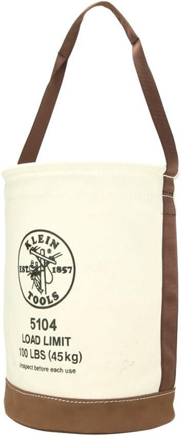 imageKlein Tools 5104CLR17 Canvas Bucket with ZipClose Top and Leather Bottom 14Inch Diameter 150Pound Load Rated Utility Bucket Natural17Inch