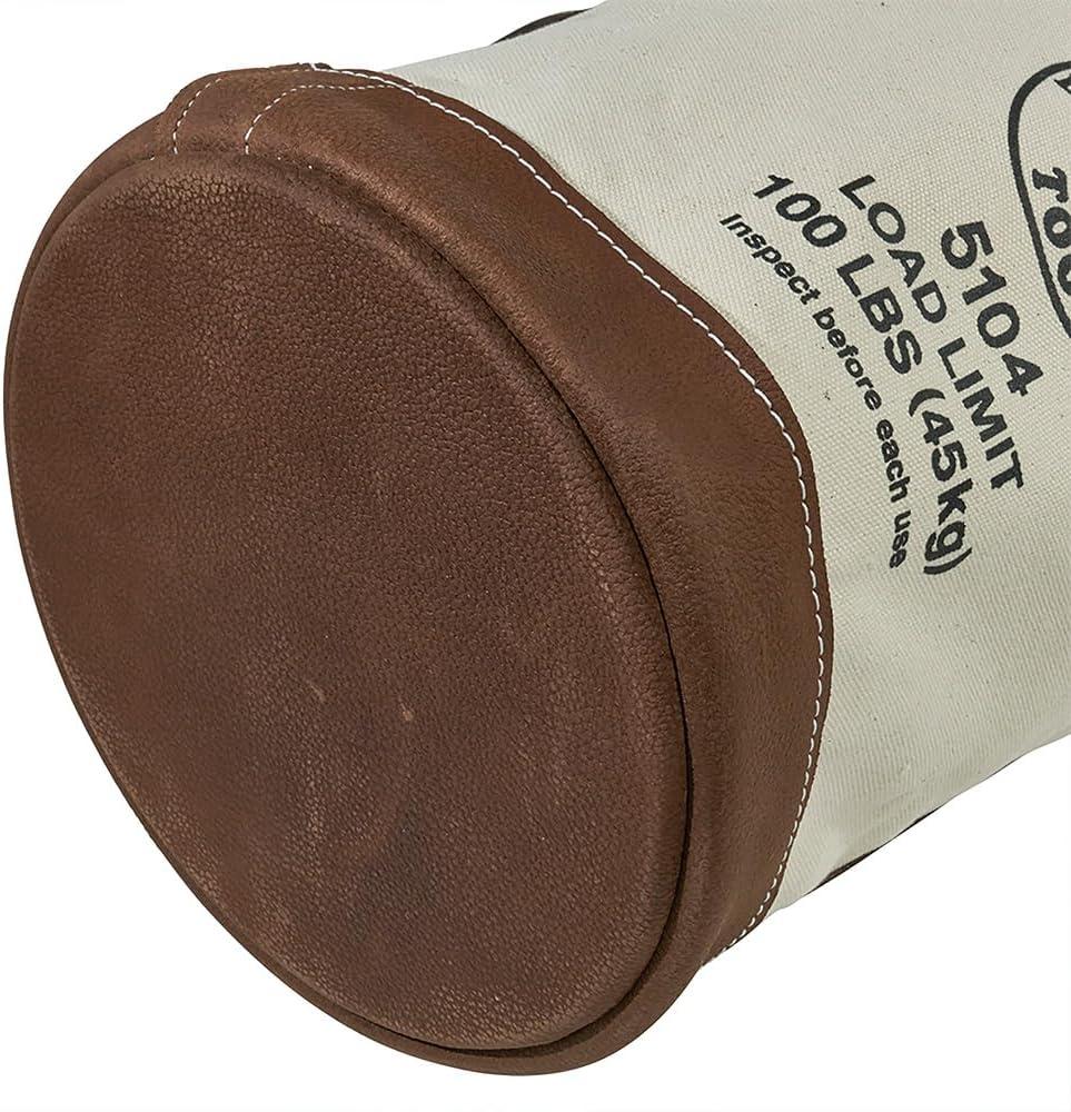 imageKlein Tools 5104CLR17 Canvas Bucket with ZipClose Top and Leather Bottom 14Inch Diameter 150Pound Load Rated Utility Bucket Natural17Inch