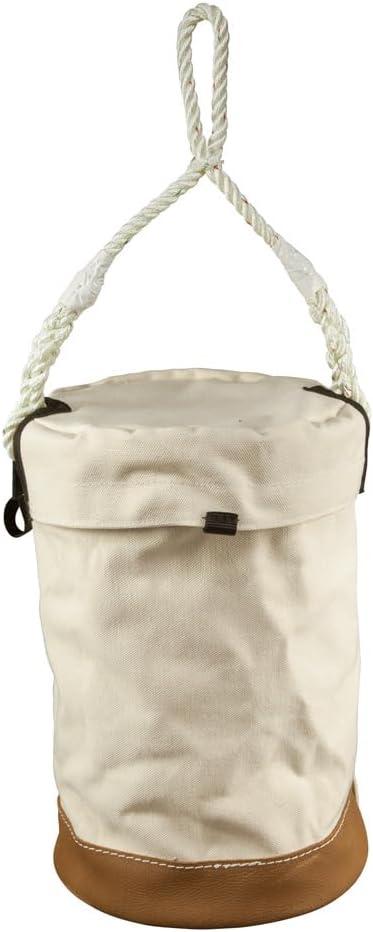 imageKlein Tools 5104CLR17 Canvas Bucket with ZipClose Top and Leather Bottom 14Inch Diameter 150Pound Load Rated Utility Bucket Natural17Inch