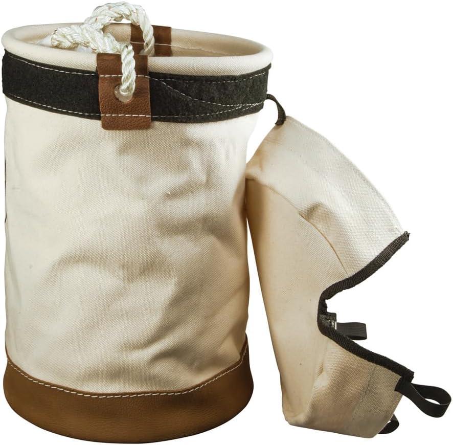 imageKlein Tools 5104CLR17 Canvas Bucket with ZipClose Top and Leather Bottom 14Inch Diameter 150Pound Load Rated Utility Bucket Natural17Inch