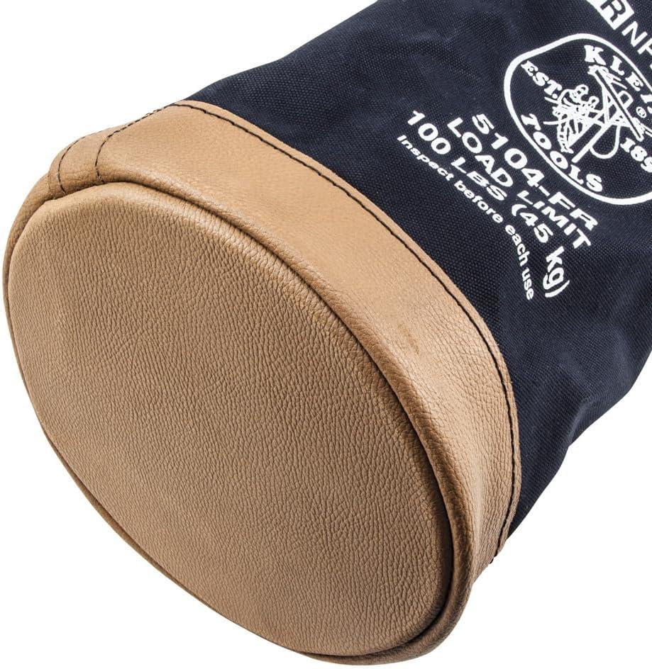 imageKlein Tools 5104CLRFR Canvas Bucket FlameResistant Top Closing Tool Bucket with DoubleReinforced Bottom 100Pound Load RatedOne Size