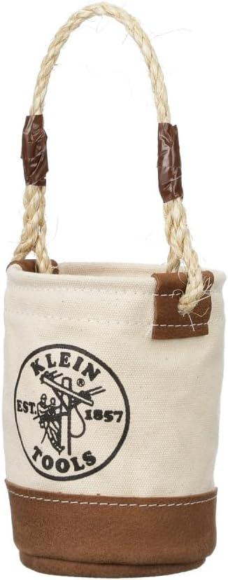 imageKlein Tools 5104MINI Mini Tool Bucket AllPurpose Tool Bucket with LeatherBottom Nuts and Bolt Bag with Reinforced Rope Handle Small Utility PouchBucket