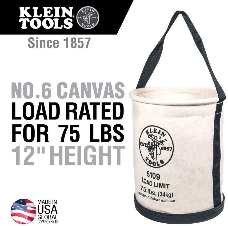 imageKlein Tools 5109S Canvas Bucket Straight Wall Tool Bucket Swivel with Swivel Snap 75Pound Load RatedStandard