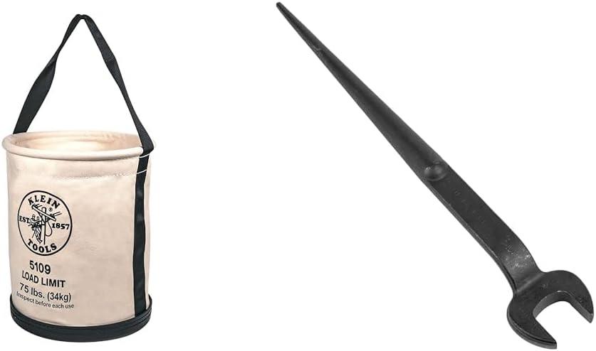 imageKlein Tools 5109S Canvas Bucket Straight Wall Tool Bucket Swivel with Swivel Snap 75Pound Load RatedStandard