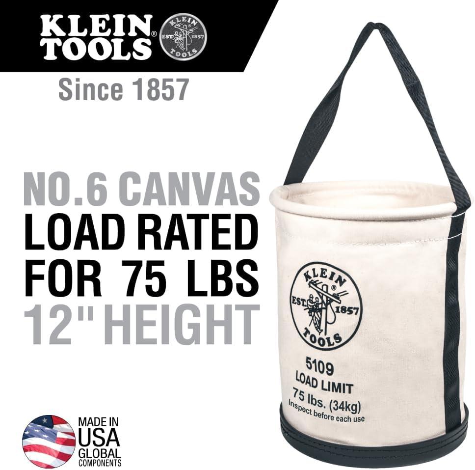 imageKlein Tools 5109S Canvas Bucket Straight Wall Tool Bucket Swivel with Swivel Snap 75Pound Load RatedStandard