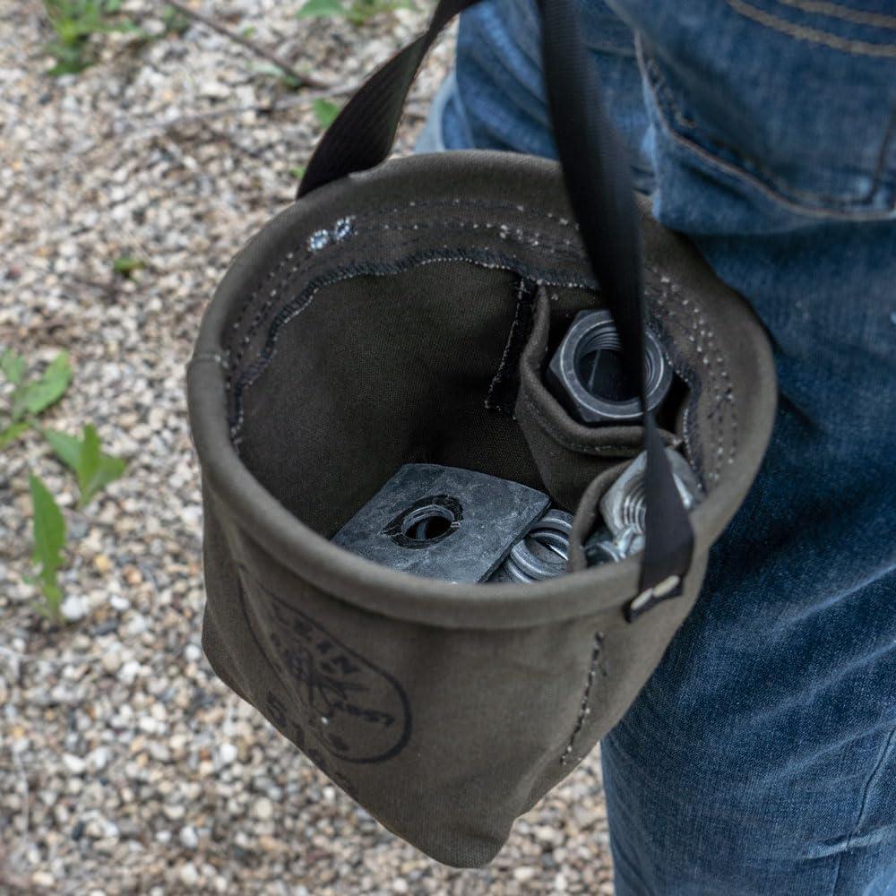imageKlein Tools 5143 Canvas TaperedBottom Bag with Two Interior Pockets and a Snap Clip Made of No 10 Canvas