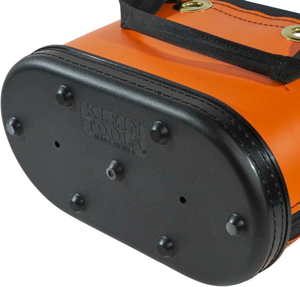 imageKlein Tools 5144BHB14OS HardBody Bucket Aerial Oval Tool Bucket with Drain Holes 29 PocketsOrangeBlack