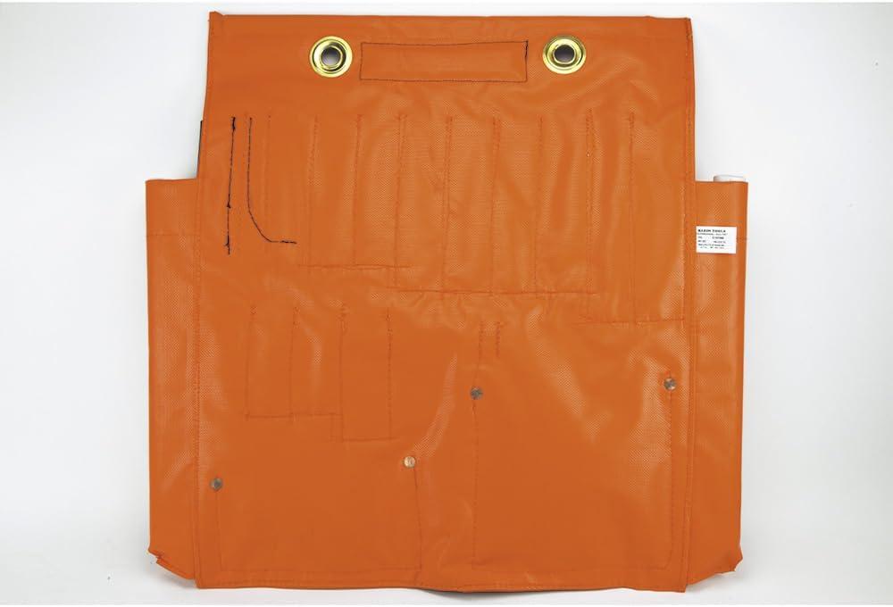 imageKlein Tools 51828 Tool Apron Made in USA 18Inch Aerial Apron with 8 Pockets and Tool Pouches Loops and Hooks in HiViz OrangeWith Magnet